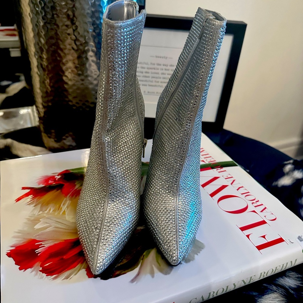 Silver Rhinestone Bootie